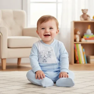 Babygrow em Algodão Ursinho e Estrelinhas