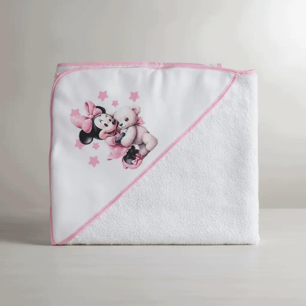 Toalha Bebé Mickey e Minie Ursinho 100×100