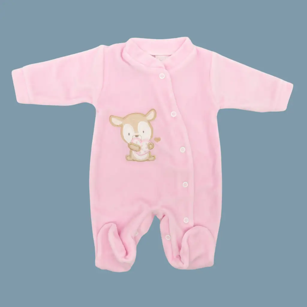 Babygrow em Veludo Bordado Coelho Coração - Image 4