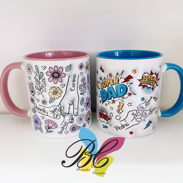 Caneca mãe / pai mãos filhos