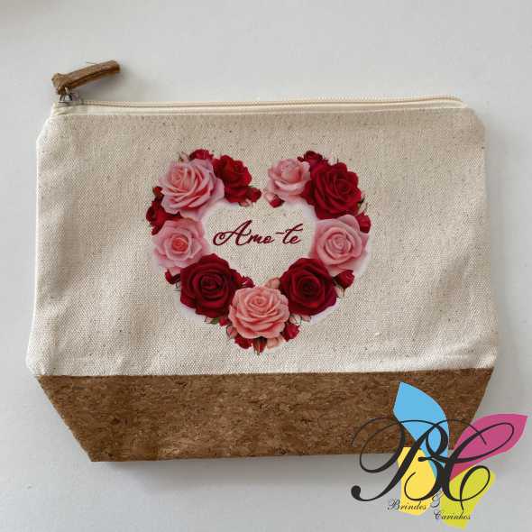 Necessaire base em cortiça personalizado – dia dos namorados
