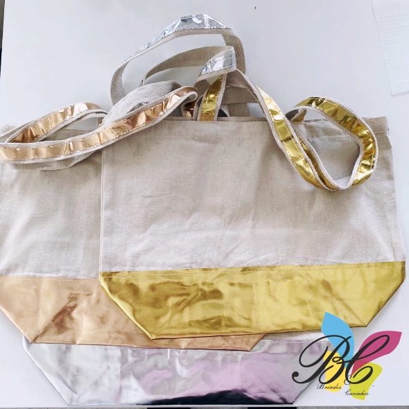 Sacos algodão reciclado e polipele metalizado / Tote bags