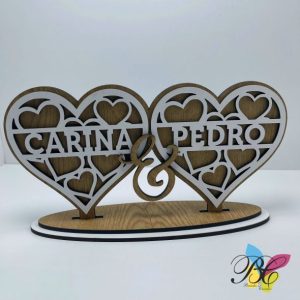 Moldura corações duplos com nome